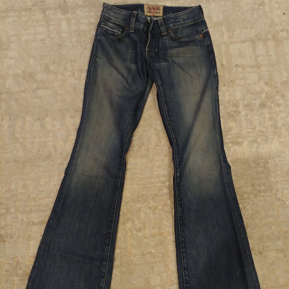 Vintage Guess Premium dark washed low rise flared jeans size 26 Made in USA - Picture 10 of 16